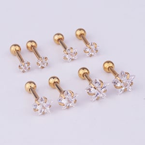 1 Piece Simple Series Simple Star 4mm Titanium Steel   Gold Color Material Zircon Women's Stud Earrings h5 Picture2